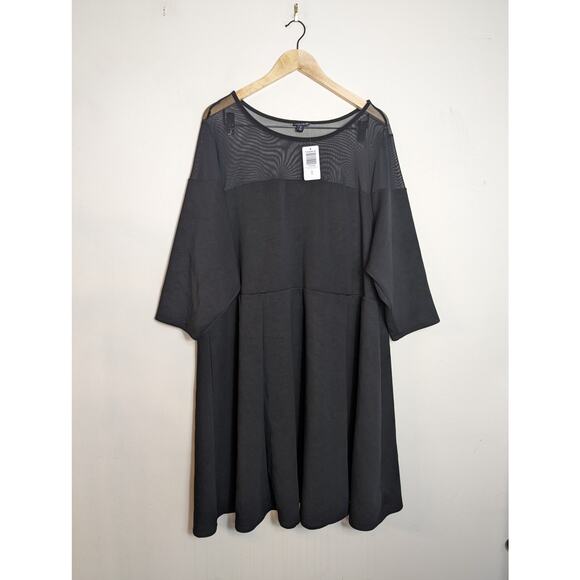 NWT Torrid Black Cupro and Mesh Skater Mini Dress - Picture 2 of 7